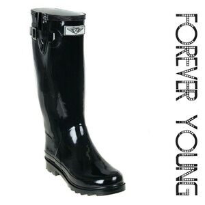 Women Tall Rain Boots, #3106, Black